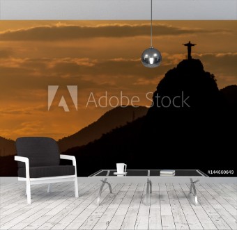 Picture of Silhouette of Christ the Reedemer statue Corcovado Rio de Janeiro Brazil